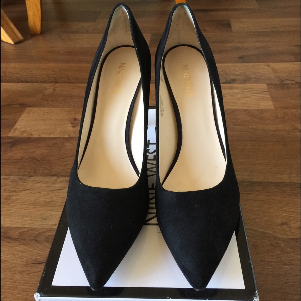 Suede pointed toe heels.